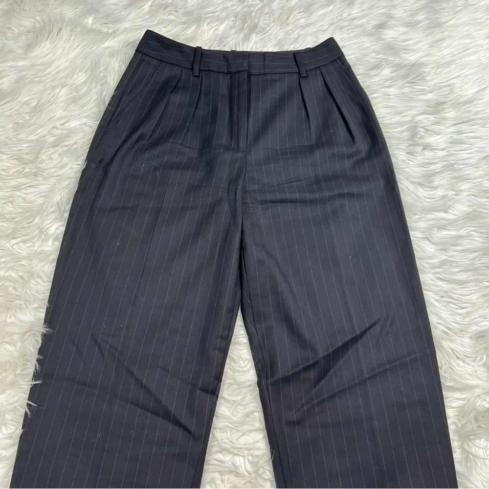 Nili Lotan Etienne Pleated Pinstripe Wool Pant Black Women’s Classic 2 - Picture 2 of 10